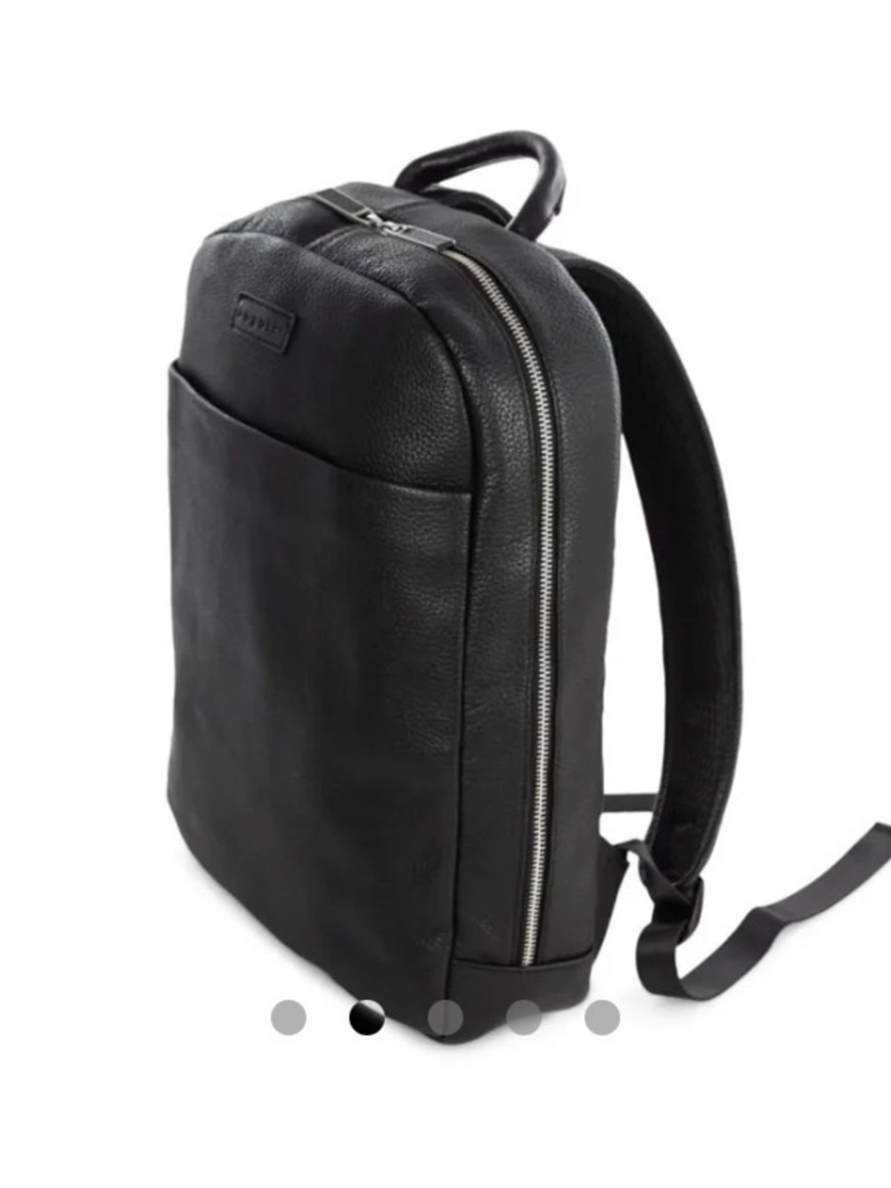 Bugatti Black Leather Backpack with Silver Zipper